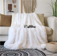 NEW $48 Queen 78x90" Soft Faux Fur Blanket White