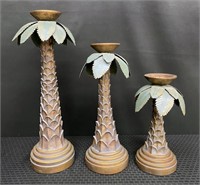 Palm Tree Candleholder Set-3pc ; 12"-20"