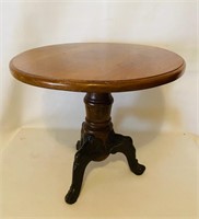 Vintage Wooden Side Table w/ Iron Claw Foot