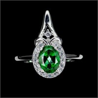Surface Coated Green Topaz CZ 925 Ring 9.5