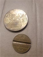 Vtg 2 Medal USA Bicentennial&Italy Gettone.IC3E