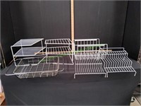 (4) Wire Coated Counter Racks & (2) Metal Baskets