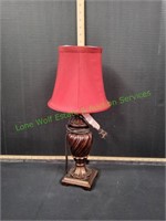 17" Side Table Lamp w/ Burgundy Shade