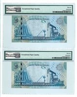 Bahrain 5 Dinars 2006  , 2 Notes Replacement , (A)