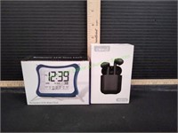 Ear Buds With Charge Case & LCD Alarm Clock