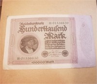 Germany  DM 100k 1 February 1923 Good Condition