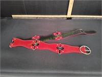 Women's Red Bonded Leather Belt