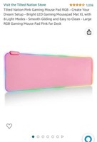 Titled nation pink gaming mouse pad RGB