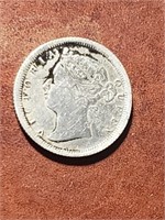 Hong Kong 1879 Queen Victoria 10 Cents KM6.3.(Z2z)