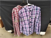 (2) XXL Plaid Collard Button Long Sleeve Shirt