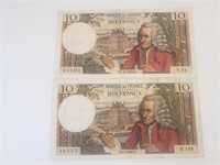 Lot Of 2 FRANCE Banknote 10 Francs VF 1963,1965
