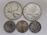 1906 - 1968 Canadian Silver Quarters & Nickels
