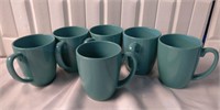 6 Corelle Teal Stoneware Coffee Cups