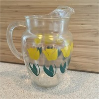 Vintage Water Pitcher with Tulip Design
