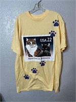 Vintage Cat Postage Stamp Graphic Shirt