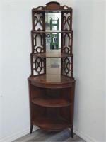 Mahogany mirrored corner shelf