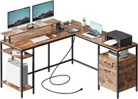 Reversible Computer Desk with Power Outlets