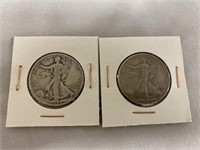 Two Walking Liberty Silver Half Dollars