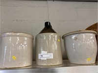 One Gallon Stoneware Jug with Storage Crocks