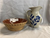 Two Pieces Contemporary Redware and Stoneware