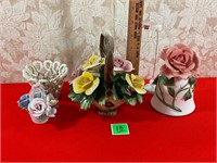 Capodimonte Ceramic Flower/Basket/Bell