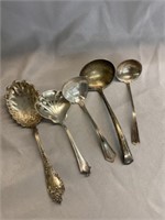 Five Sterling Silver Ladles and Spoons