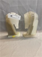 Two Alabaster Horse Form Bookends