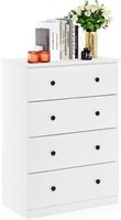 Simple Design Dresser, 4-Tier Knob, Solid White