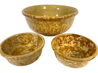 3 Yellow Ware Bowls