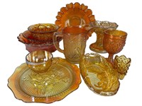 11 Pieces Of Carnival Glass