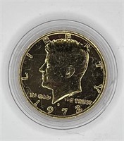 1972 GOLD PLATED KENNEDY HALF DOLLAR