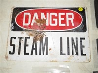 DANGER STEAM LINE, METAL SIGN