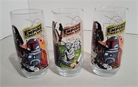 Three 1980 Star Wars Glasses The Empire Strikes