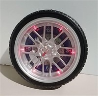 Lighted LED Tire & Rim Wall Clock Working 10" D