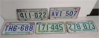 Five Vintage New Brunswick License Plates