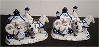 Two Porcelain Horse & Carriage Figurines