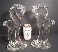 Two 12" Glass Horses- Fish Eye Chip To 1 Base