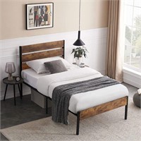 Twin VECELO Bed Frame, Wood Headboard, Footboard