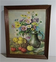 Signed "Still Life" By Henk Bos Print 18.5x22.5"