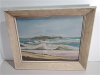 Signed Seascape Oil On Canvas Painting W.C Melvin