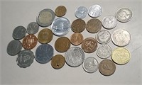 Lot Of 25 Foreign Coins/Tokens