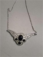 Sterling Necklace W/ Black Accents 17"L