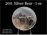 2011 1 Troy Oz Canadian Bear $5 Coin