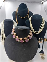 Lot of Mid-Century Necklaces & More
