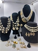 Lot of Faux Pearl Necklaces & More