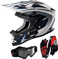 VCAN Youth L Motorcycle Helmet, Goggles, Gloves
