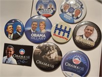 Nine Election Obama Button Pins BR10B12