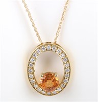 0.48CTW DIAMOND 1.3T TOPAZ 18K YELLOWGOLD NECKLACE