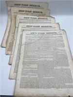 (5) 1835 NY Mirror Newspapers - about 200 yrs old