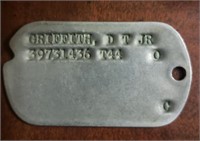 WWII Army Dog Tag Pre-Owned By David T Griffith